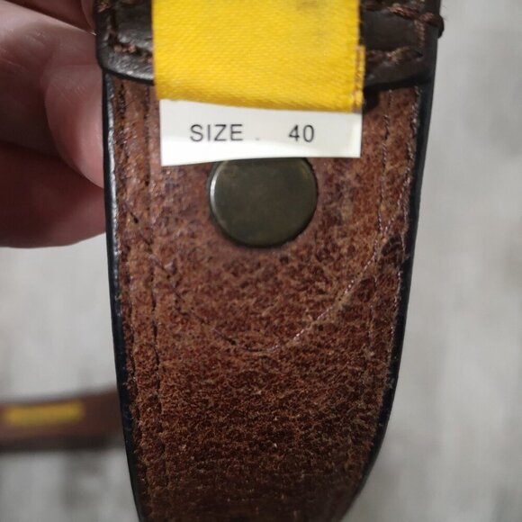 2 / $30.00 - Browning Men's Size 40 Leather Dark Brown Belt with Brass Buckle - Picture 6 of 11